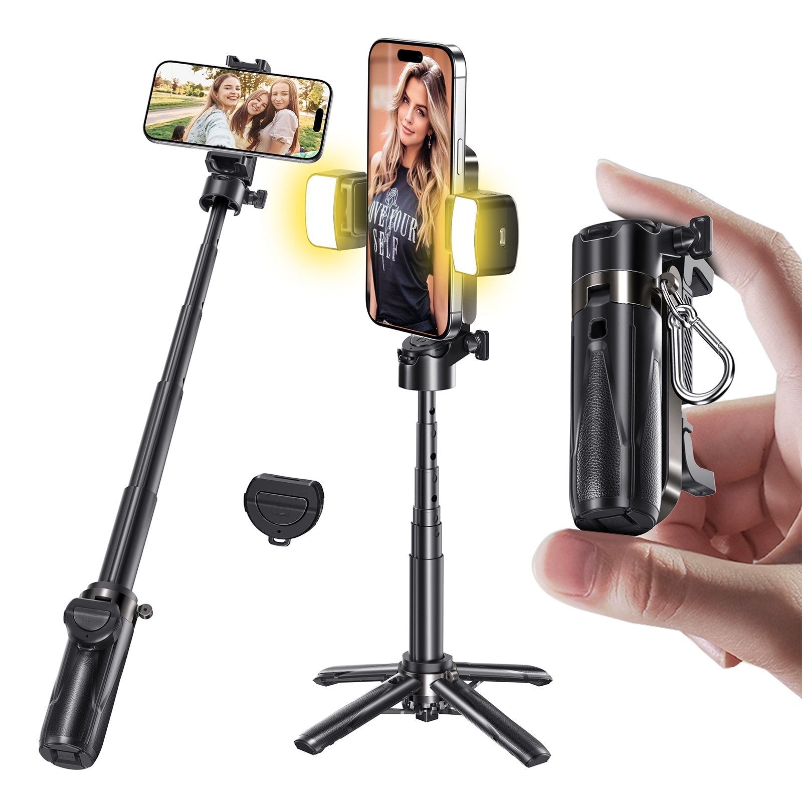 UniStiq™ |  Bærbar multifunktionel selfiestang