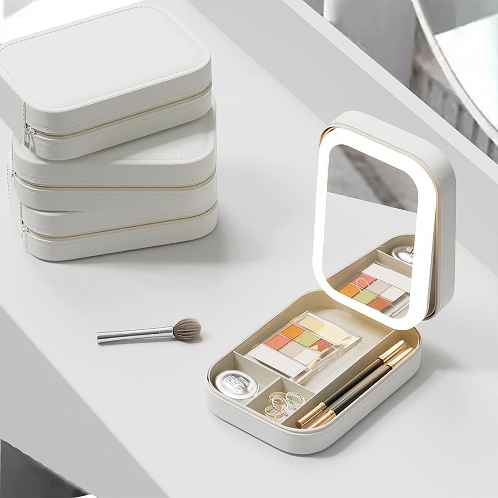 LED Makeup Taske med Spejl – Rejsevenlig Kosmetik Organizer med Justerbart Lys