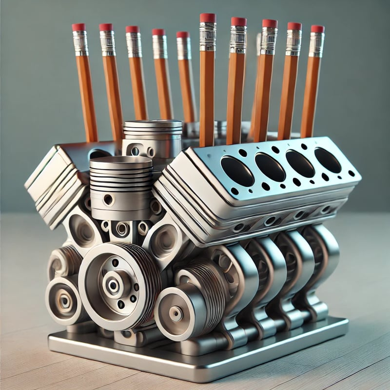 V8-motor penneholder – Kraftfuld skrivebordsorganisator til bil- og teknikentusiaster