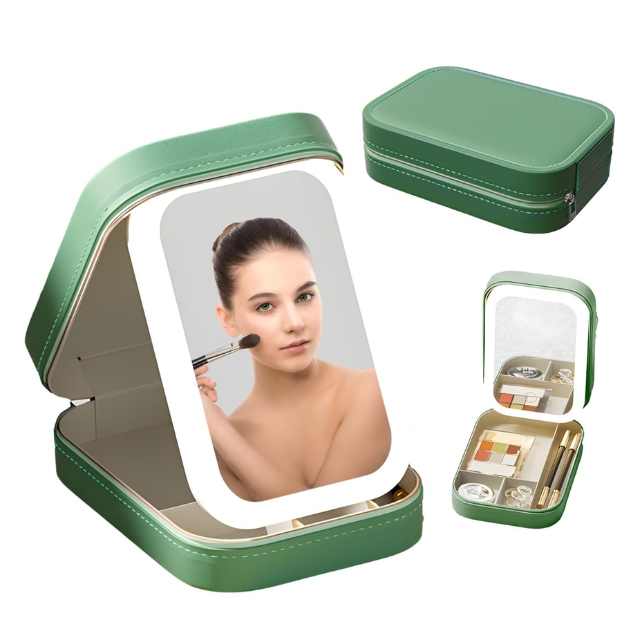 LED Makeup Taske med Spejl – Rejsevenlig Kosmetik Organizer med Justerbart Lys