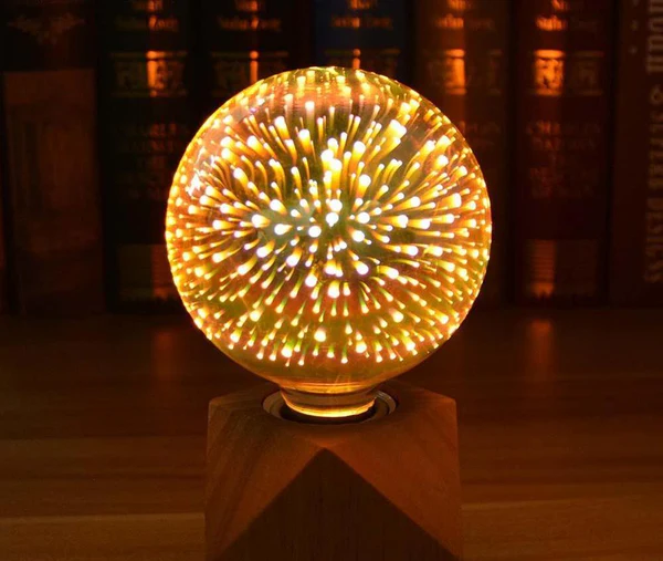 3D LED Dekorativ Pære – Sølvbelagt Glas, E27, 6.3 Tommer
