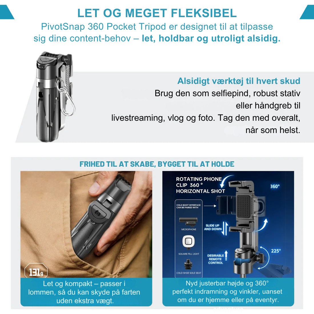 PivotSnap 360 Lommestativ