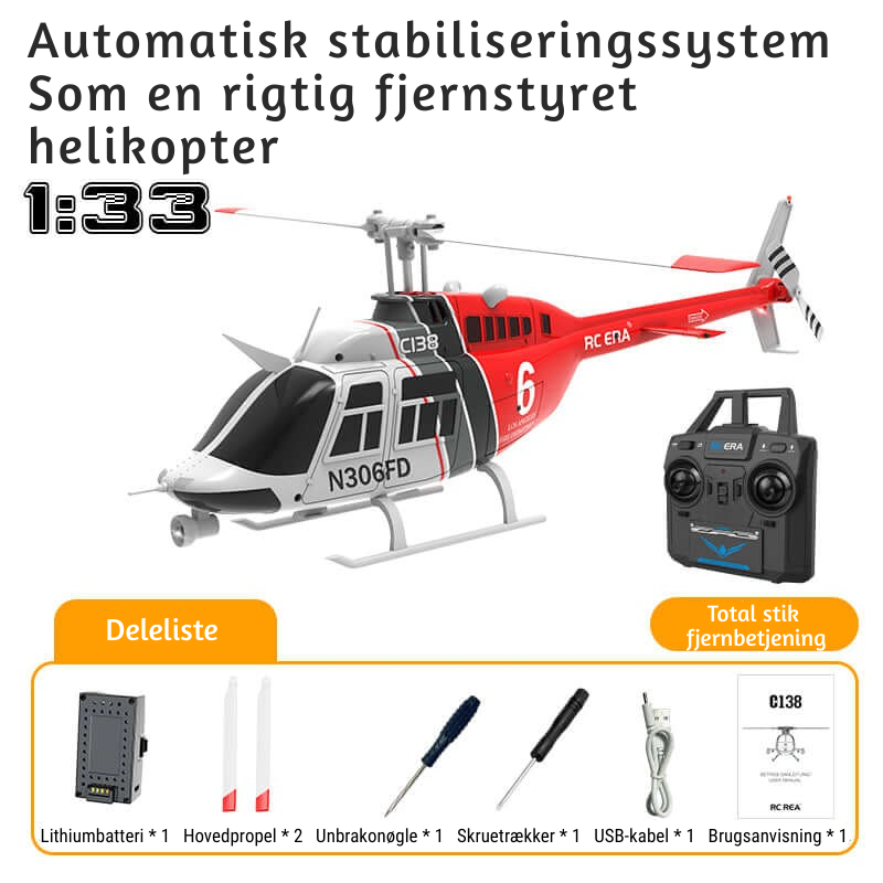 AeroHawk™ C138 6CH fjernstyret helikopter med gyro og optisk flowpositionering