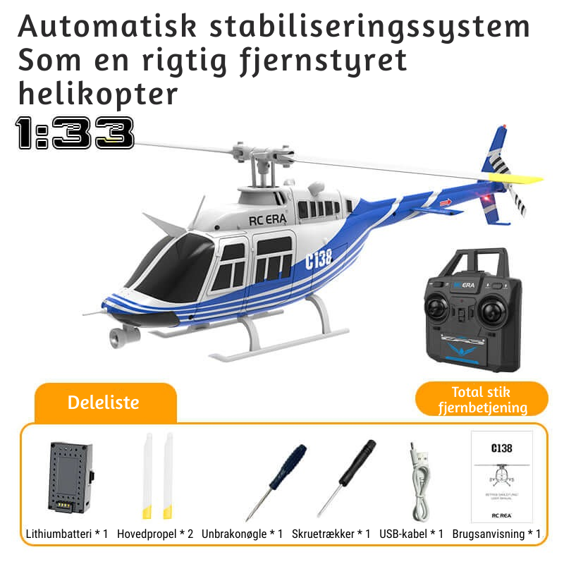 AeroHawk™ C138 6CH fjernstyret helikopter med gyro og optisk flowpositionering