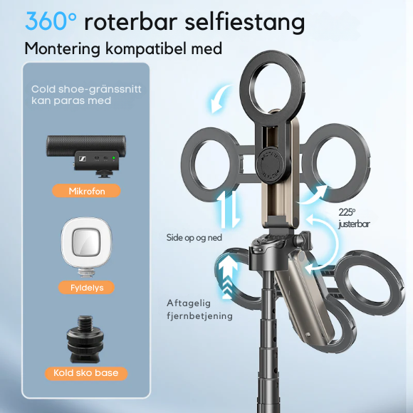 UniStiq™ |  Bærbar multifunktionel selfiestang