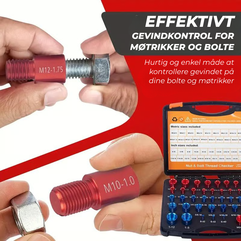 BoltGauge X44 – 44-delt universelt gevindkontrolsæt (Metrisk & SAE)