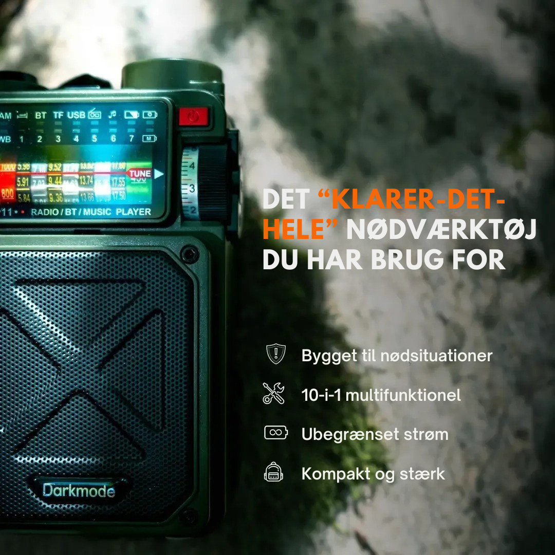 SignalSafe™ Survival Hub – 9-i-1 Nødradio, Powerbank & Sikkerhedsenhed