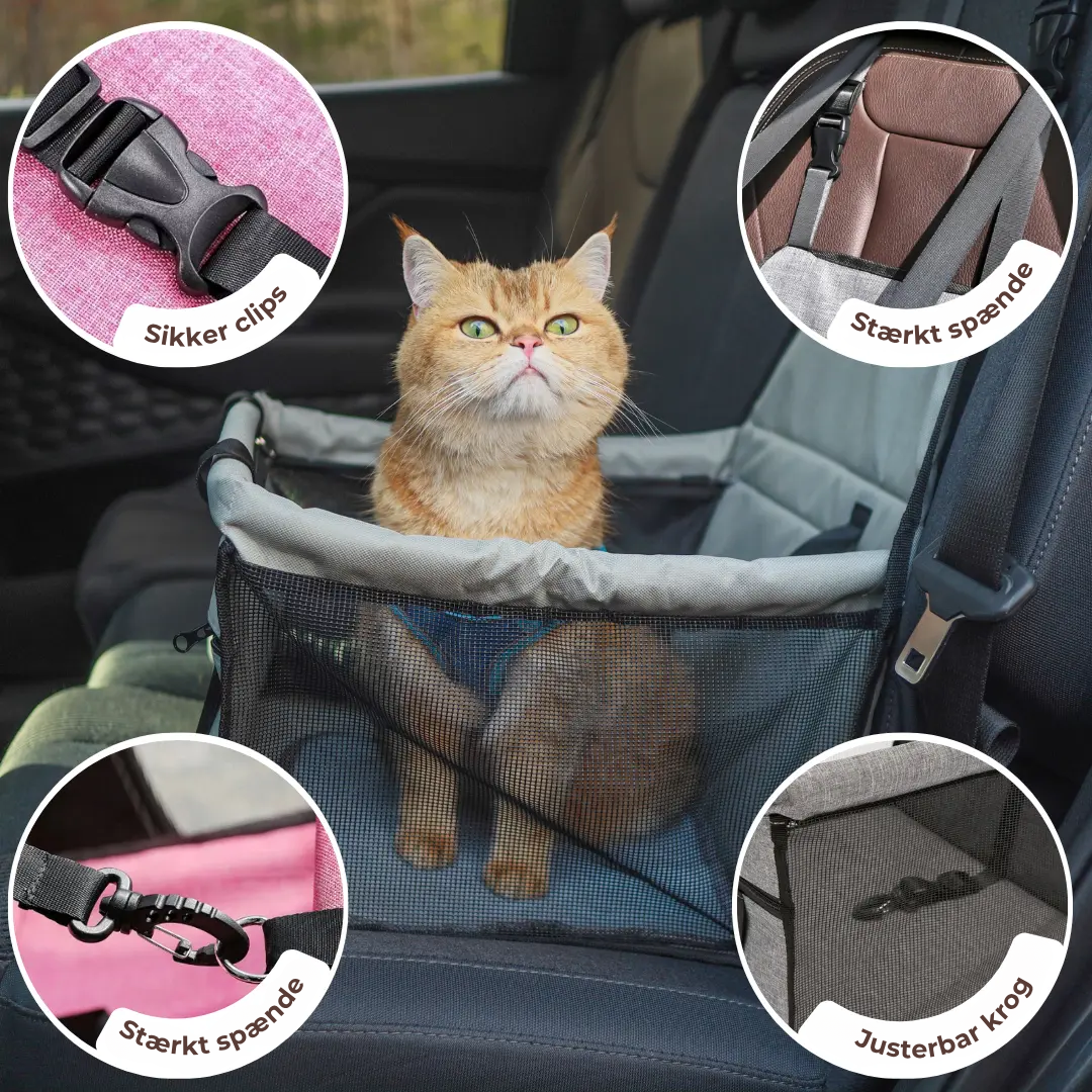 PurrfectRide™ Car Seat – Luftig Komfort til Små & Mellemstore Kæledyr