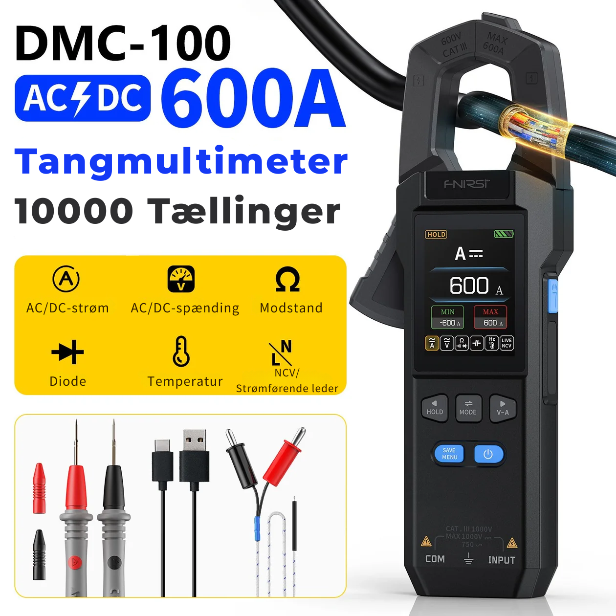 DMC-100 SmartMeter™ | Præcisions Tangmultimeter med Farveskærm