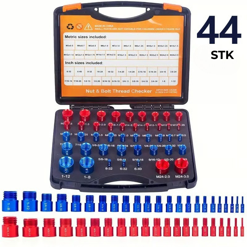 BoltGauge X44 – 44-delt universelt gevindkontrolsæt (Metrisk & SAE)