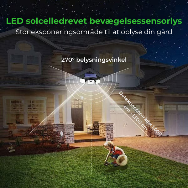 BrightGuard™ Solcelledrevet Bevægelseslys – Oplys og beskyt dit hjem med selvsikkerhed!
