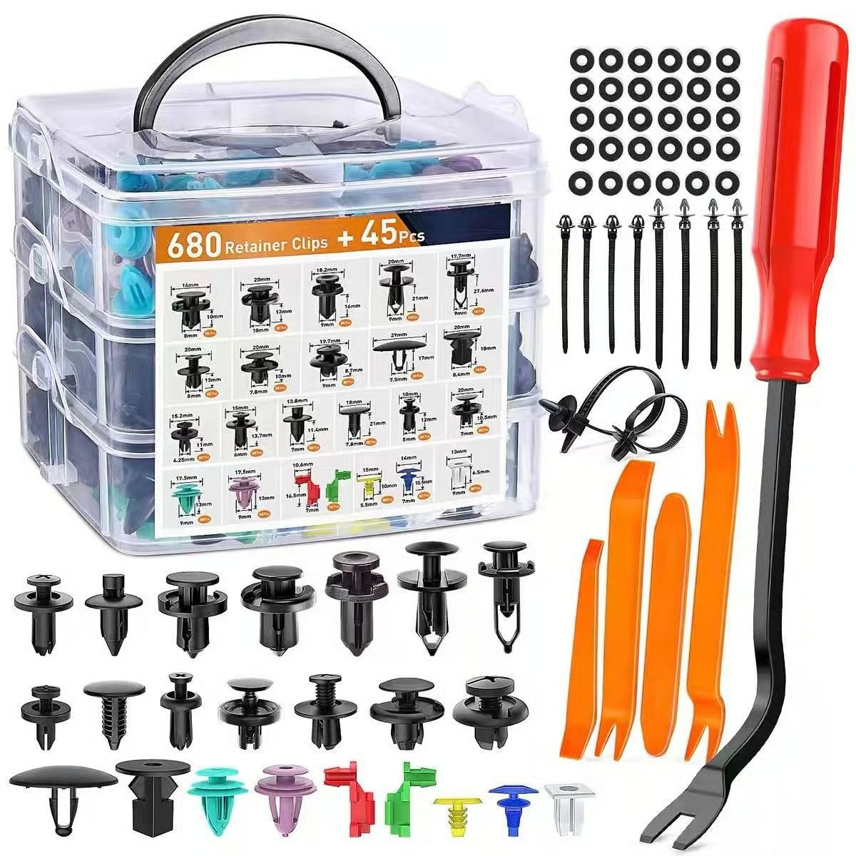 FixMate Universal Fasteners 680 Kit – 680PCS Bilklips med Værktøjssæt