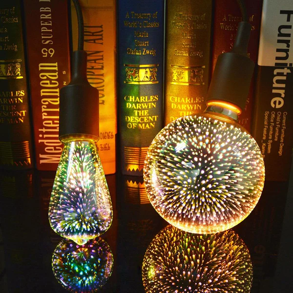 3D LED Dekorativ Pære – Sølvbelagt Glas, E27, 6.3 Tommer