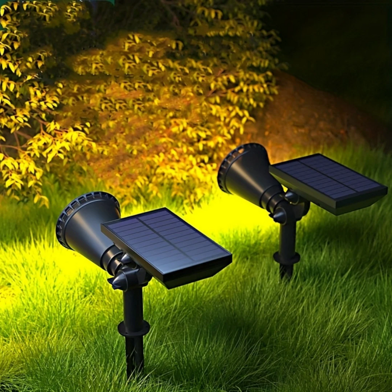 Solcelledrevne LED-Spotlys 2-pak med Justerbar Lysstyrke
