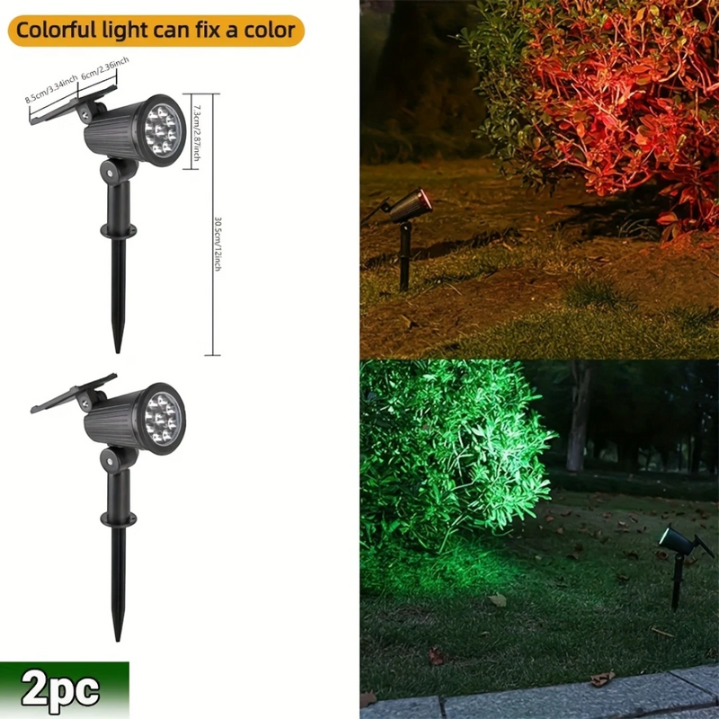 Solcelledrevne LED-Spotlys 2-pak med Justerbar Lysstyrke