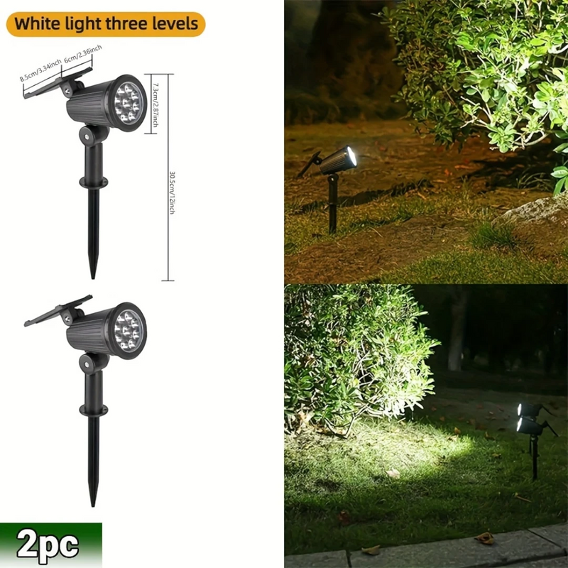Solcelledrevne LED-Spotlys 2-pak med Justerbar Lysstyrke