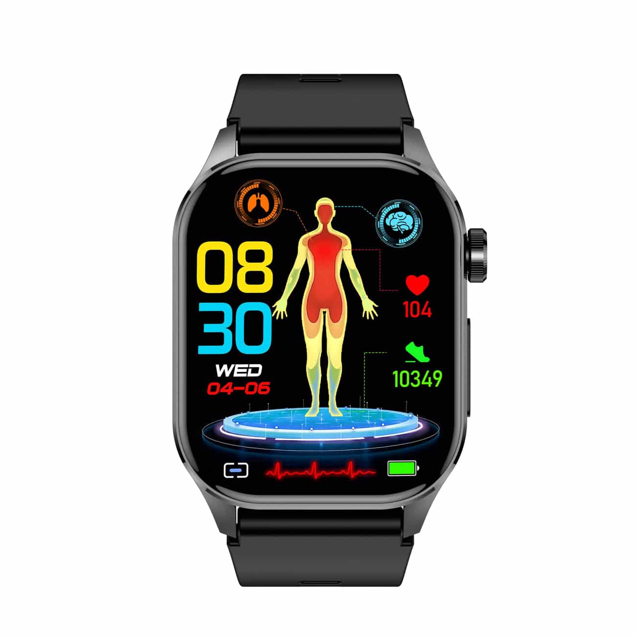 Smartwatch med EKG Pulsmåler og Blodtryksmåling
